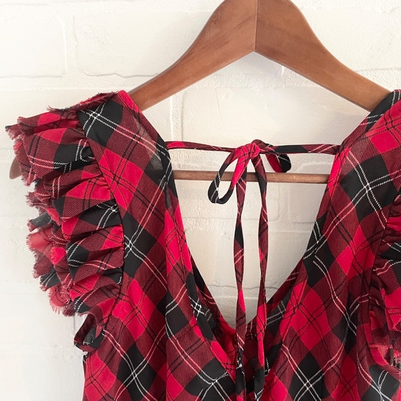 Ralph Lauren Denim & Supply Y2K Babydoll tank top Plaid Red Ruffled Grungy sz M - Picture 15 of 15